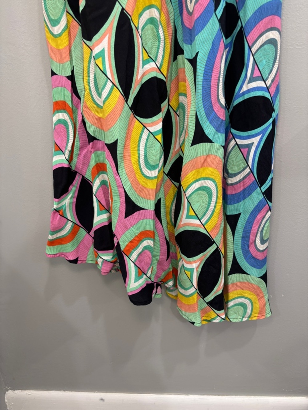 Anthropologie Kenzie Asymmetrical Midi Dress 12 retro geometric print colorful - Picture 10 of 13